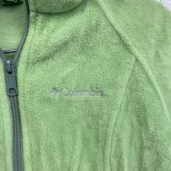 Columbia Women's Sz Small Lime Green Polar Fleece Jacket Full Zip Pockets Hike - Picture 8 of 16